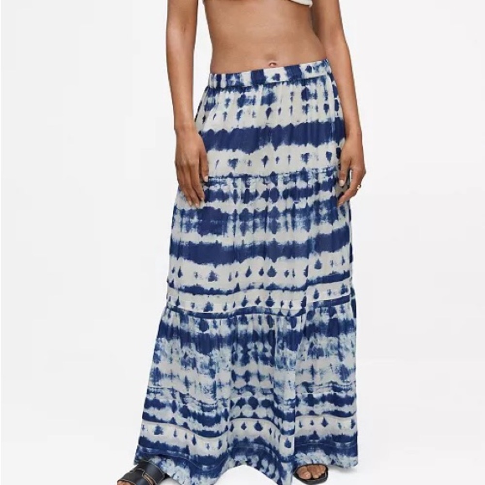 Mango bohemian tie dye maxi skirt